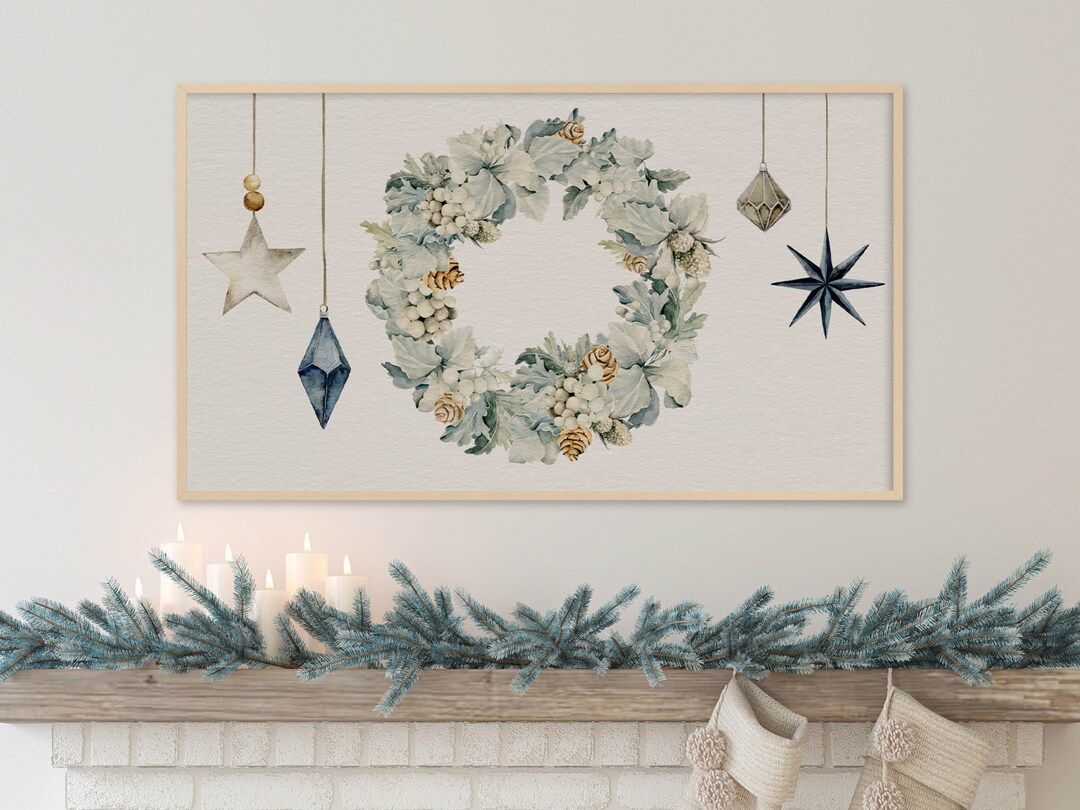 Samsung Frame TV Art Christmas Wreath, Ornaments, Instant Download | Etsy (US)