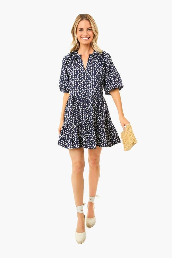Wheels Blockprint Navy Mini Mitte Dress | Tuckernuck (US)