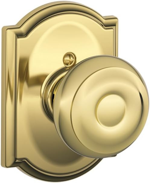 Georgian Knob with Camelot Trim Non-Turning Lock, Bright Brass (F170 GEO 605 CAM) | Amazon (US)