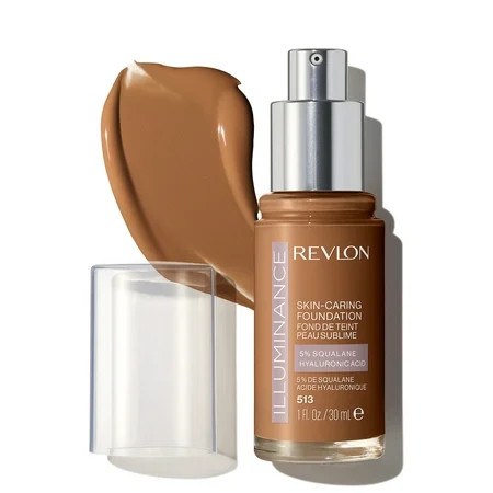 Revlon Illuminance Skin-Caring Liquid Foundation Hyaluronic Acid Hydrating and Nourishing Formula with Medium Coverage 513 Brown Suede 1 fl oz. | Walmart (US)