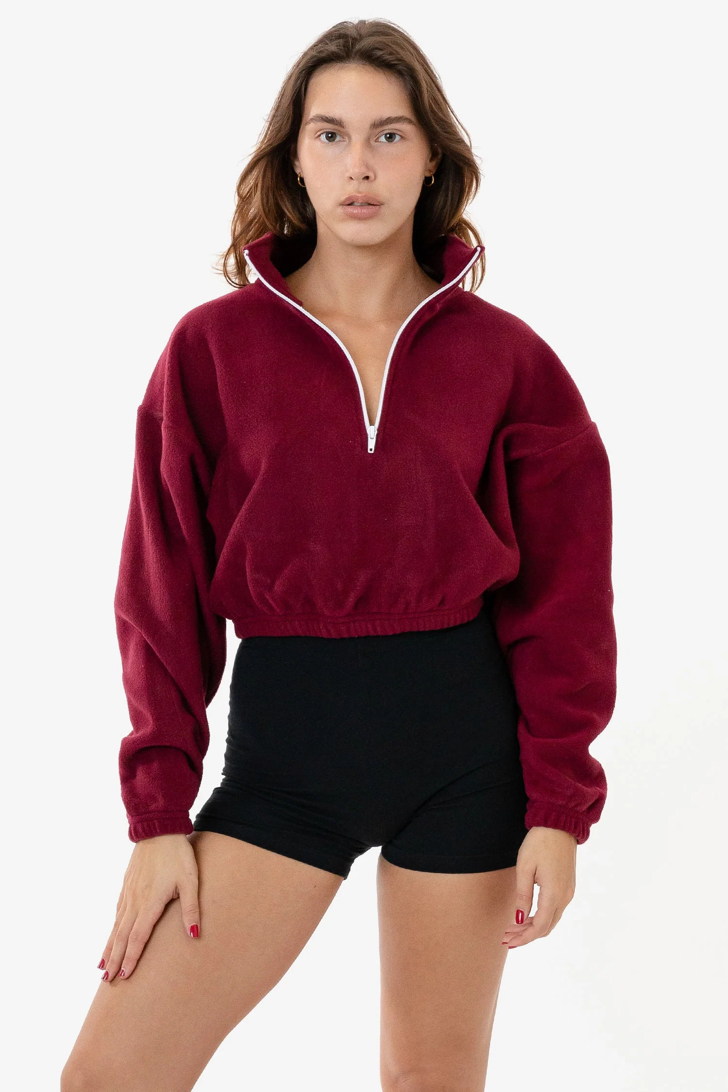 PF306 - Cropped Polar Fleece Half Zip Pullover | Los Angeles Apparel