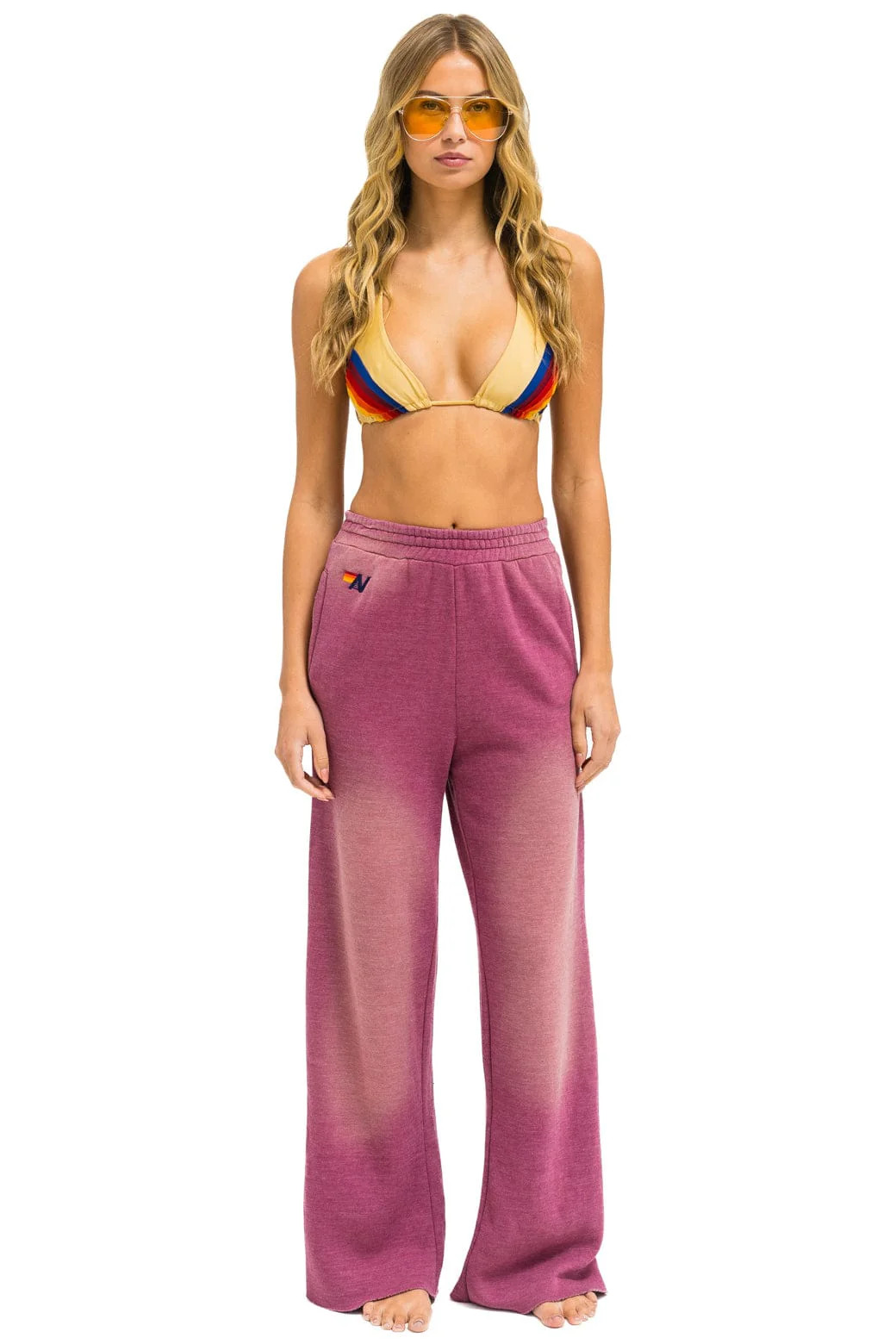 ESSENTIAL WIDE LEG POCKET SWEATPANTS - FADED BERRY | Aviator Nation