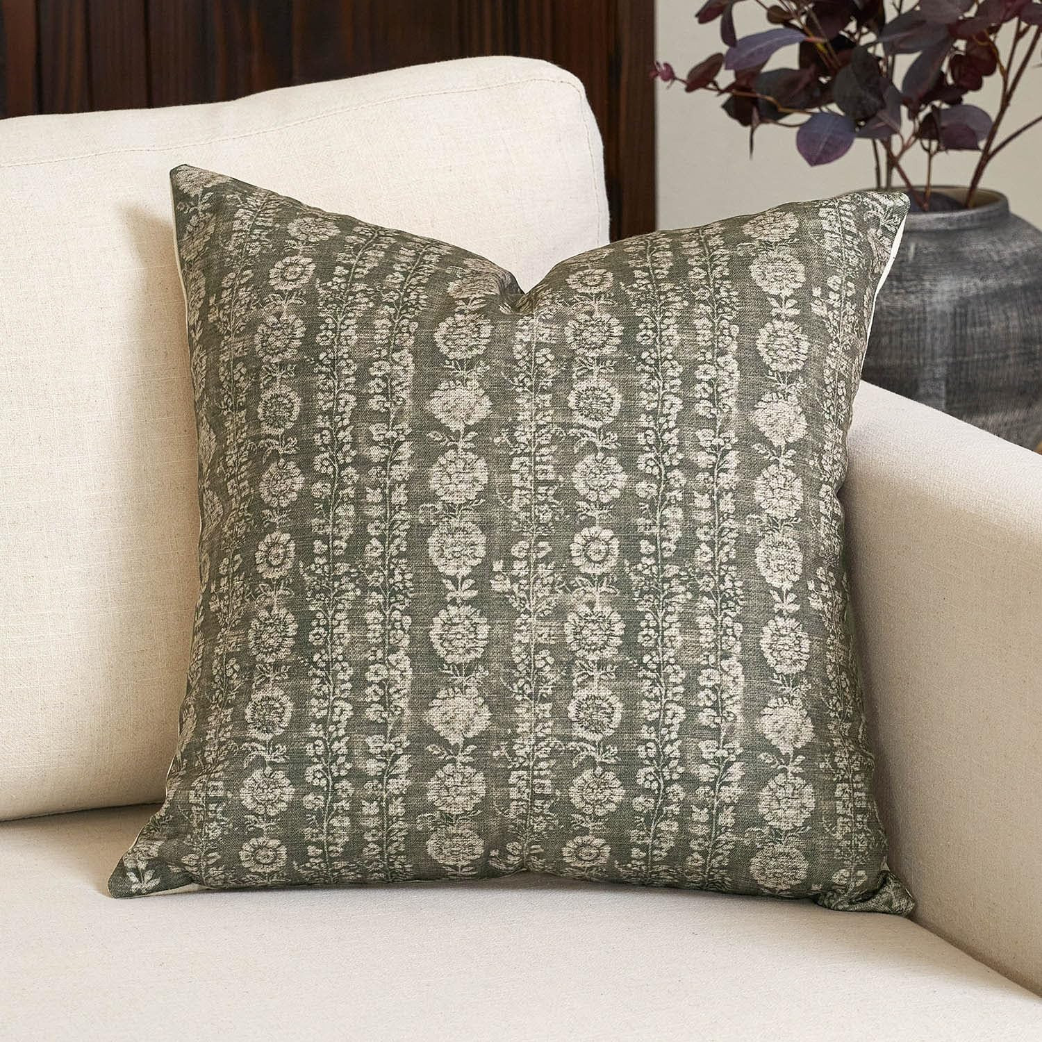 Amor Virisso Vintage Floral Throw Pillow Covers 20x20 Striped Farmhouse Block Print Pillow Cover ... | Amazon (US)