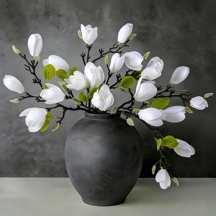 Ivydale Artificial Magnolia Flowers Stems, 5PCS White Fake Flowers Buds, 26" Flora Branches Home ... | Amazon (US)
