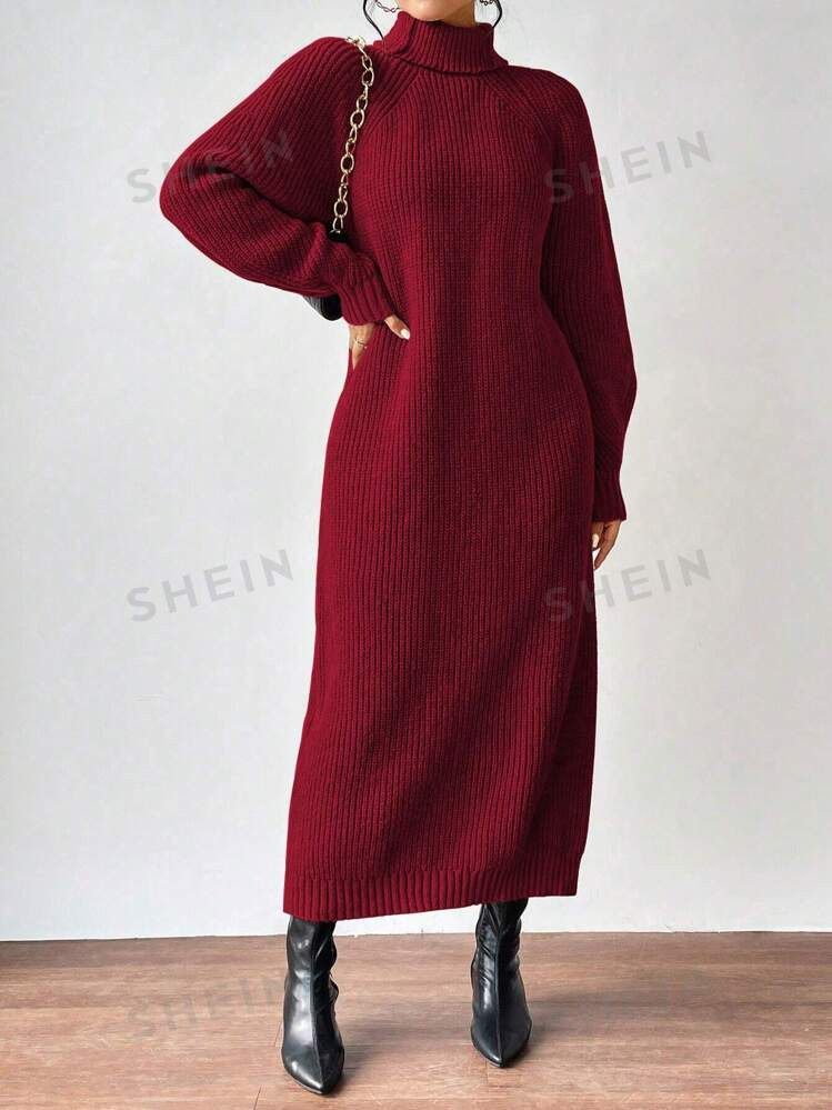 SHEIN Essnce Casual Half-Turtleneck Raglan Sleeve Sweater Dress, Suitable For Autumn/Winter Every... | SHEIN