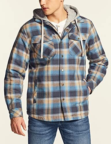 CQR Men's Quilted Lined Flannel Hooded Shirt Jacket, Soft Long Sleeve Outdoor Plaid Shirt Jackets | Amazon (US)