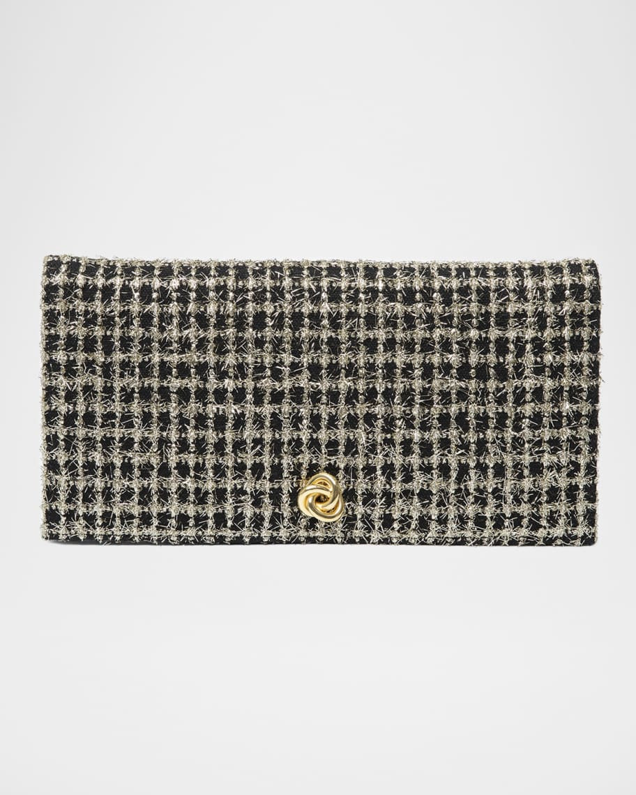 Eloise Flap Fringe Grid Clutch Bag | Neiman Marcus