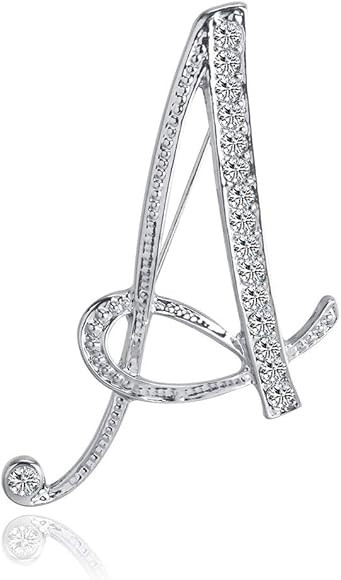 ETHOON Letter Brooch Pins Initial Rhinestone Brooch for Women Crafts Silvery A-Z | Amazon (US)