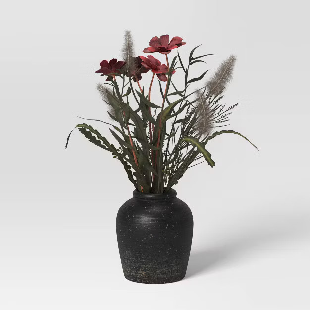 Large Cosmos in Pot Arrangement Artificial Plant Black - Threshold™ | Target