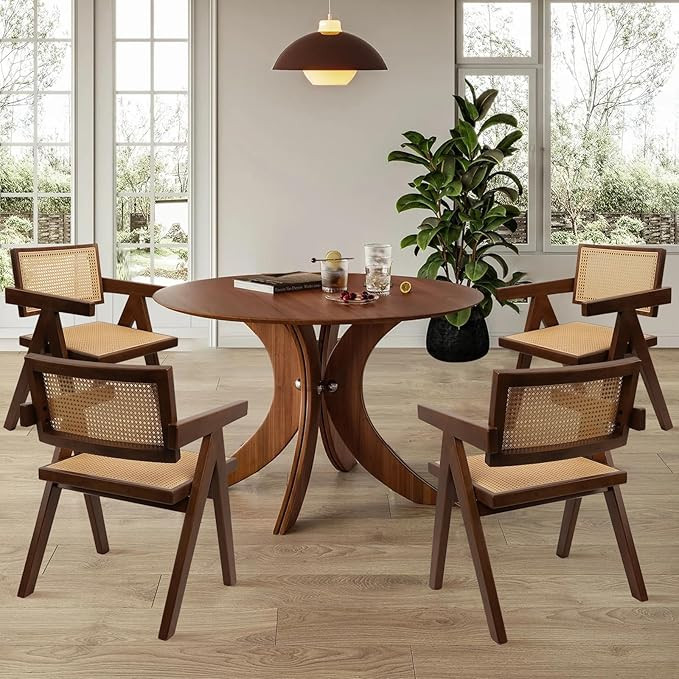 CLATINA Rattan Reading Chair for Bedroom Comfy Indoor Kitchen Dining Chair with Rattan Backrest A... | Amazon (US)