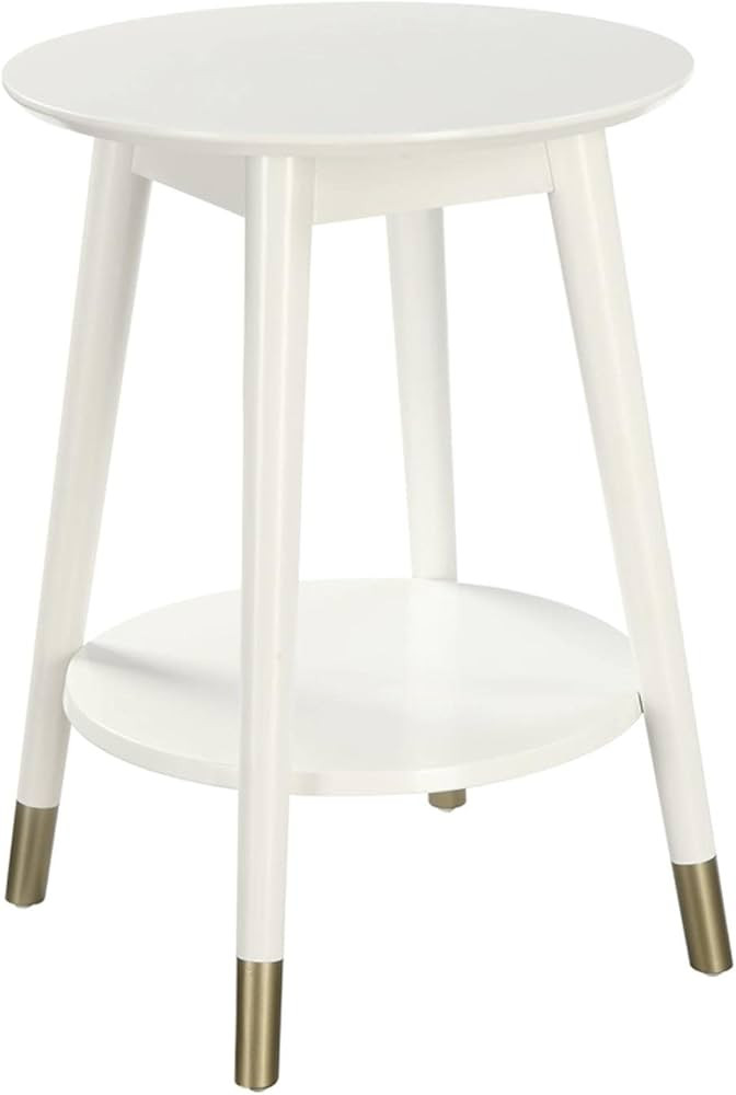 Convenience Concepts Wilson Mid Century Round End Table with Bottom Shelf, White, 17.75 in x 17.7... | Amazon (US)