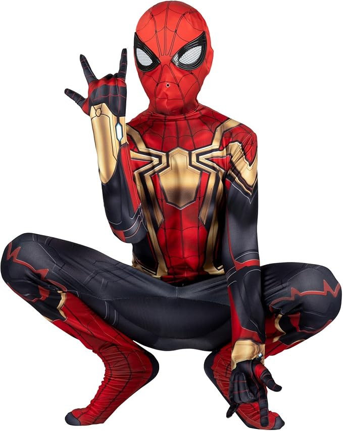MARVEL Integrated Spider-Man Official Youth Deluxe Zentai Costume - Stretch Spandex with Hidden Z... | Amazon (US)