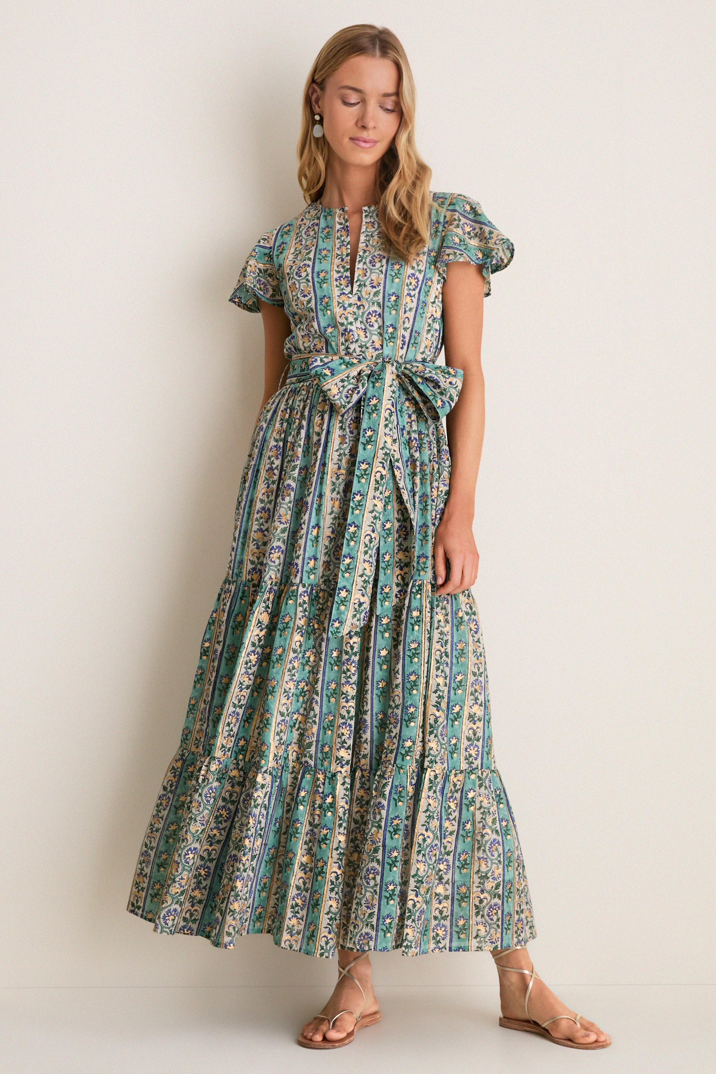 Taj Aqua V-Neck Maxi Dress | Tuckernuck (US)