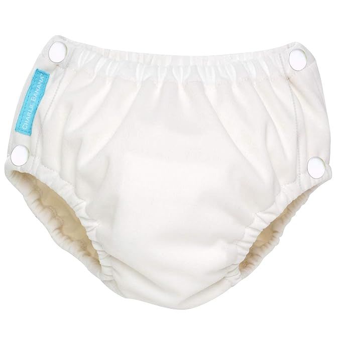 Charlie Banana Baby Easy Snaps Reusable and Washable Swim Diaper for Boys or Girls, White, Small | Amazon (US)