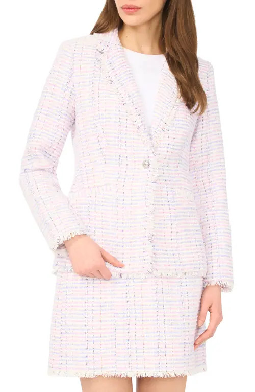 CeCe Frayed Edge Tweed Blazer in New Ivory at Nordstrom, Size 2 | Nordstrom