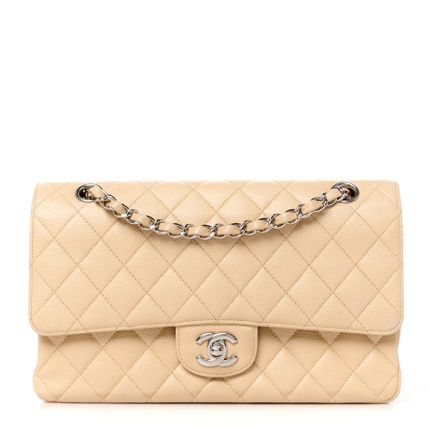 Lambskin Quilted Small Single Flap Beige | FASHIONPHILE (US)