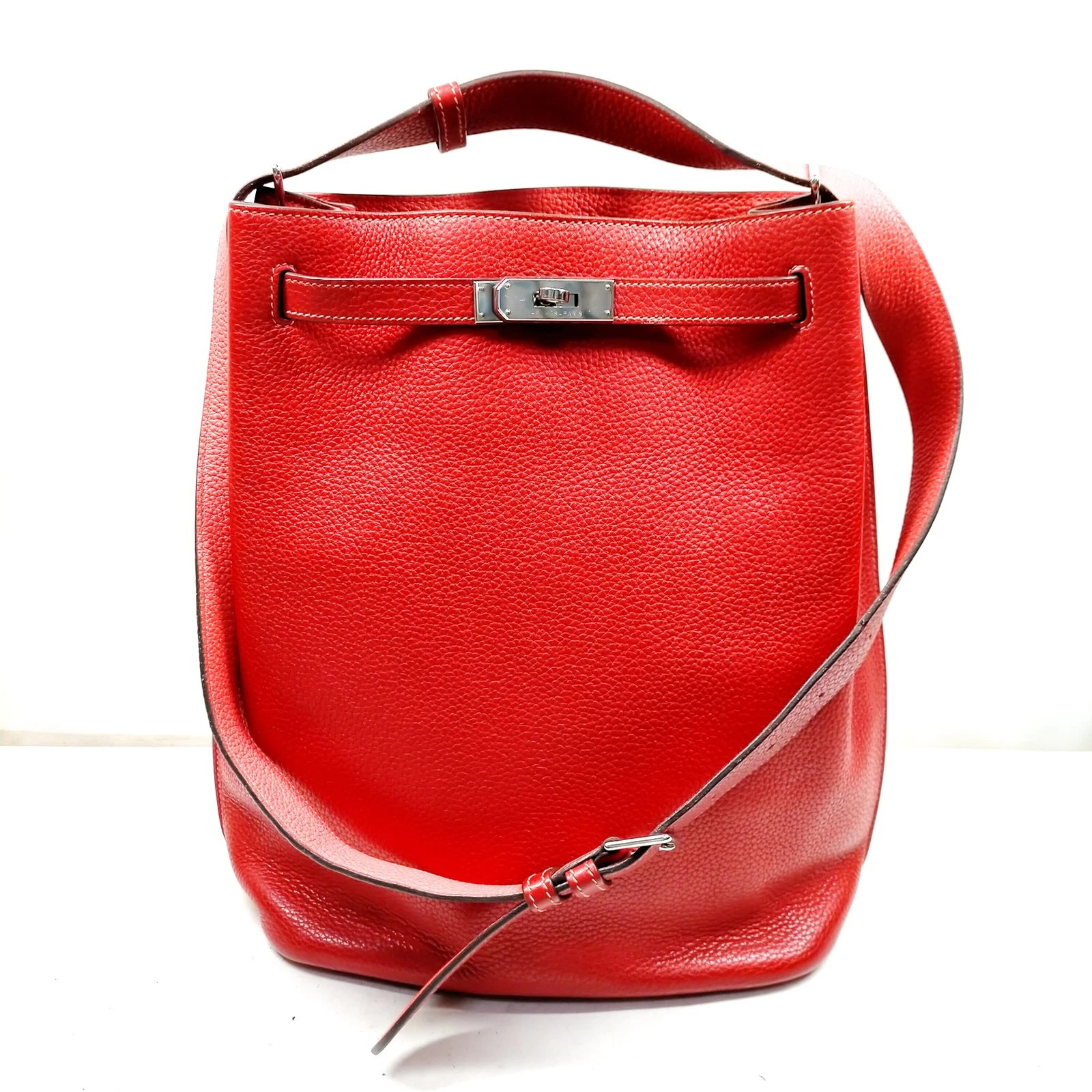 Shoulder Bag Hermes So Kelly Taurillon Clemence26 Red Leather 3962347 | eBay US
