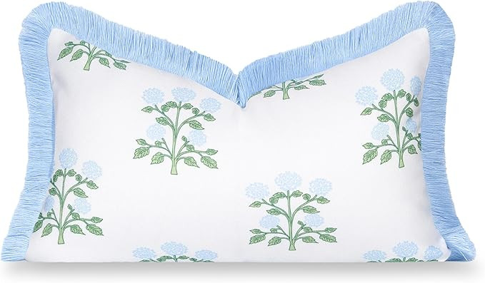 Hofdeco Premium Grandmillennial Coastal Hampton Patio Indoor Outdoor Lumbar Pillow Cover Only, 12... | Amazon (US)