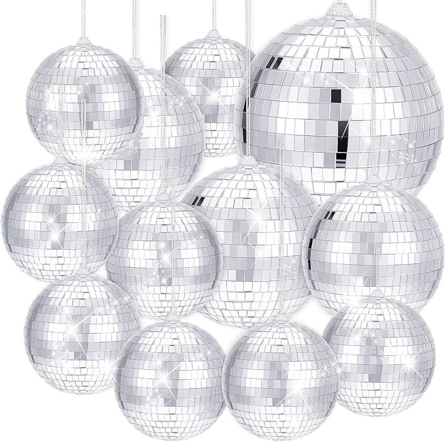 12 Pack Disco Ball Mirror Ball with Hanging Ring for Fun Retro Disco Party Decorations Party DJ L... | Amazon (US)