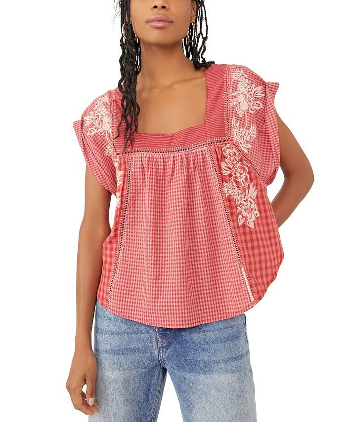 Women's Half Moon Cotton Mixed-Print Top | Macys (US)