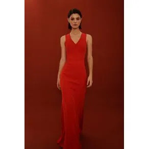 Vestido festa recortes alça vermelho anturio P | OffPremium (BR)