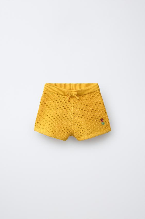 EMBROIDERED FLORAL KNIT SHORTS | Zara US