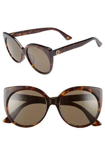 Women's Gucci 57Mm Cat Eye Sunglasses - Dark Havana | Nordstrom