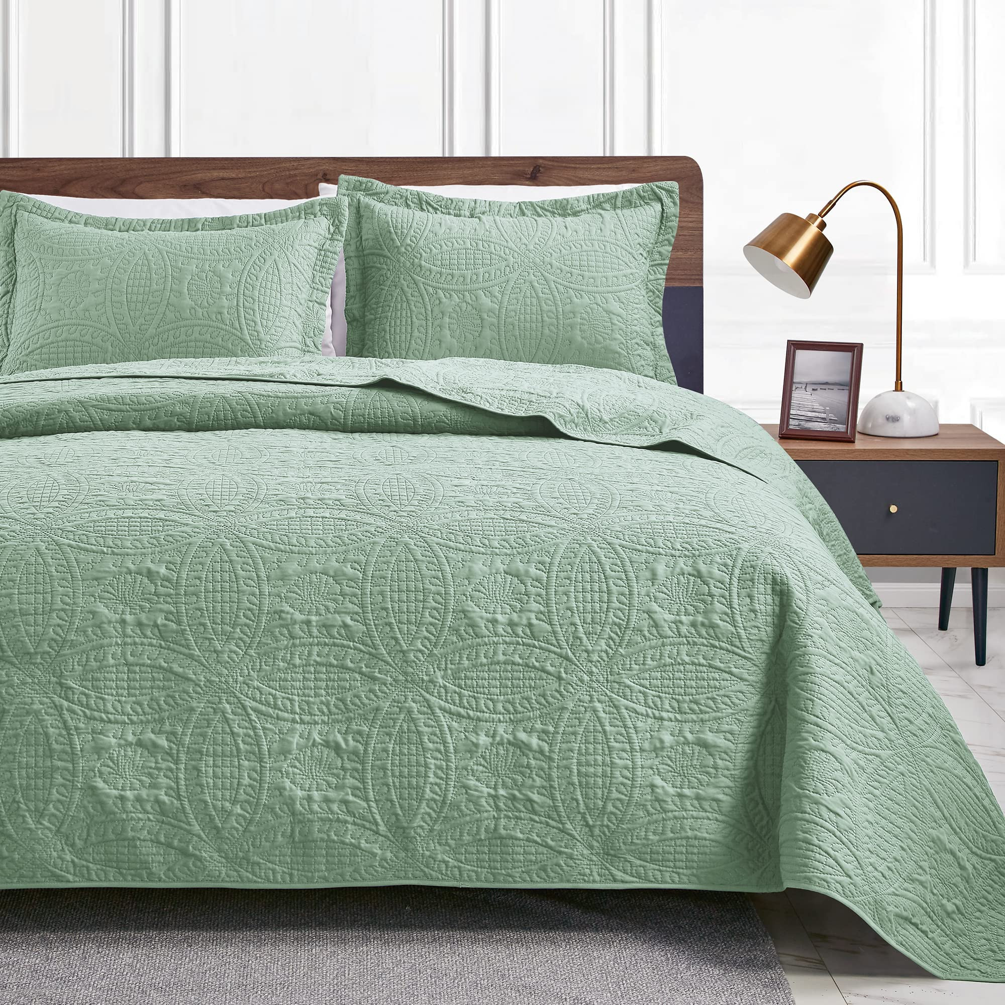Love's cabin Twin Quilt Set Sage Bedspreads - Soft Bed Summer Lightweight Bedspread Comforter - M... | Amazon (US)