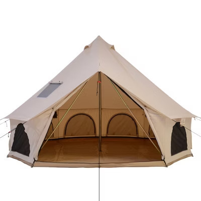 White Duck 13 ft Avalon Canvas Bell Tent with Stove Jack & Mesh Windows, 4-Season Luxury Glamping Tent, Water Repellent, Natural White | Target