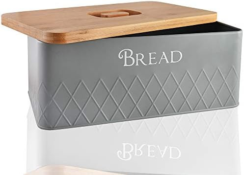Baking & Beyond Bread Box with Bamboo Cutting Board Lid,13"x7.5"x5" Space-Saving Bread Box for Kitch | Amazon (US)