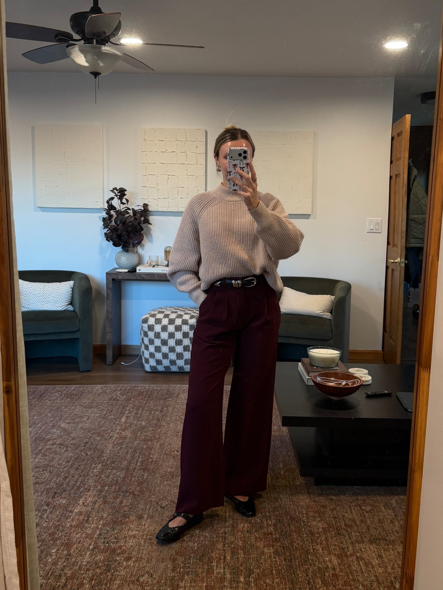 Gap trousers are on sale! They’re truly so comfortable and such a flattering fit! Wearing size xs 

Ballet flats, crew neck sweater, business casual outfit, fall style, black and silver metal belt, casual style 

#LTKSaleAlert #LTKootd #LTKCyberWeek