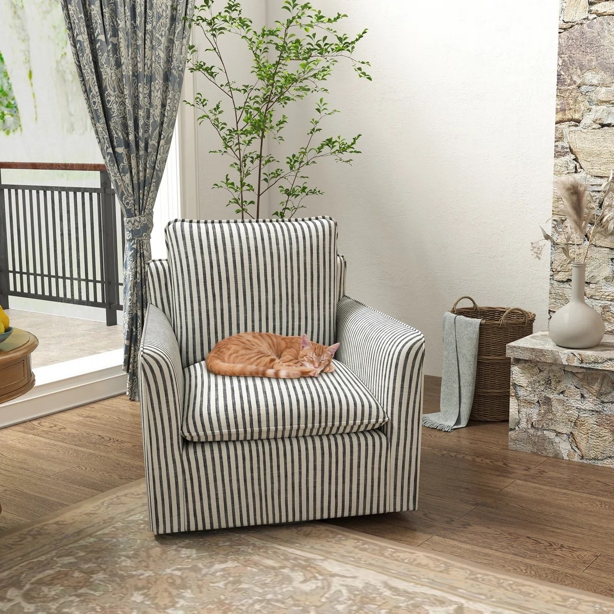 Romines 29.7" W Modern Soft Stripe Upholstered Swivel Barrel Chair with Removable Cushion (Set of 2)

#LTKMothersDay #LTKmomlife #LTKHome