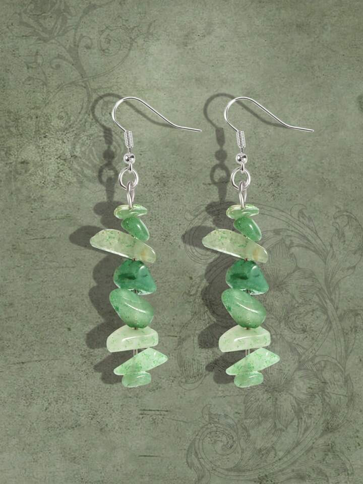 Fairycore 1pair Fashion Stone Decor Drop Earrings For Women For Daily Decoration | SHEIN