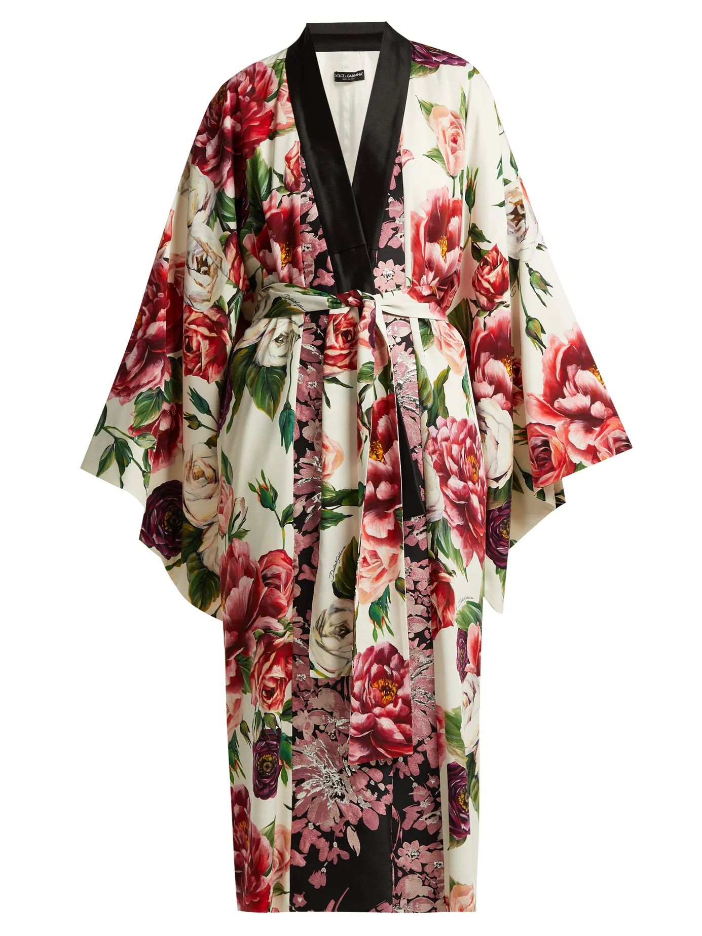Peony and rose-print charmeuse kimono coat | Matches (US)