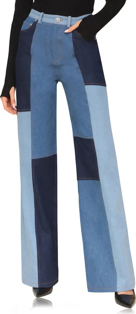 Avec Les Filles Patchwork Wide Leg Jeans | Nordstrom | Nordstrom