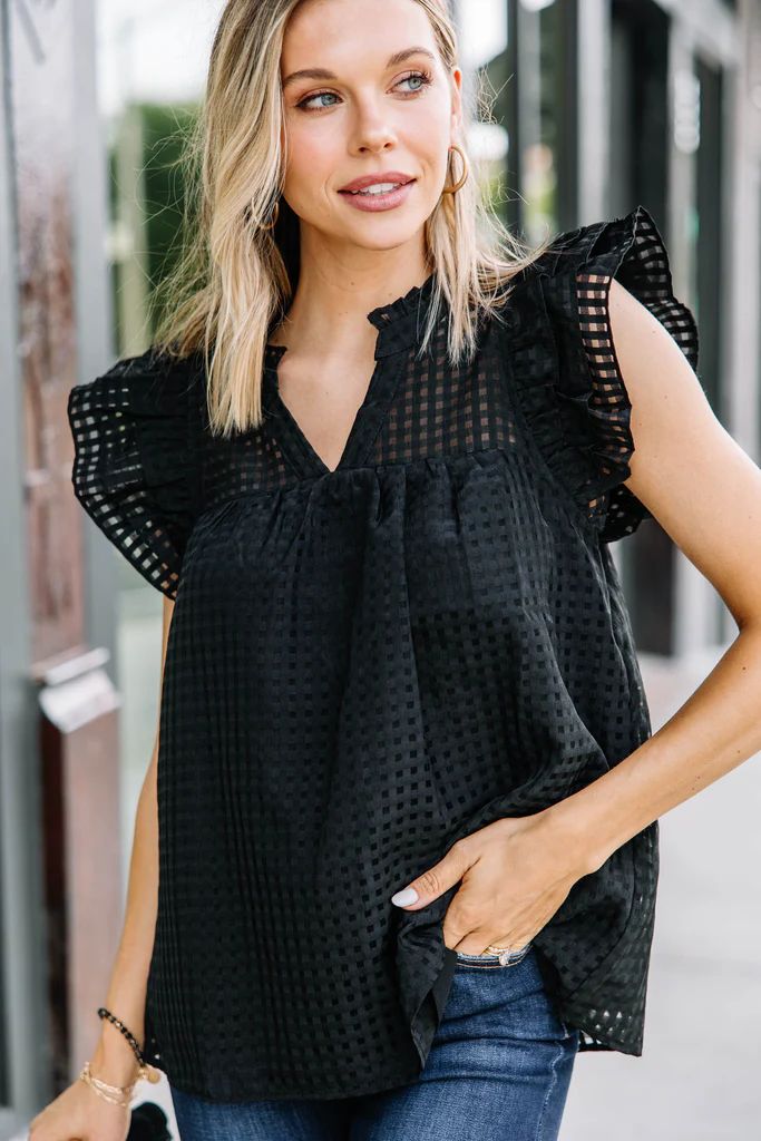 Known Beauty Black Textured Blouse | The Mint Julep Boutique