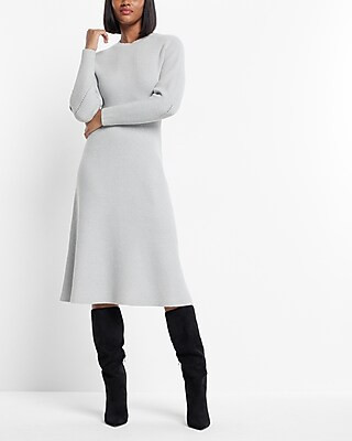 Metallic Mock Neck Midi Sweater Dress | Express