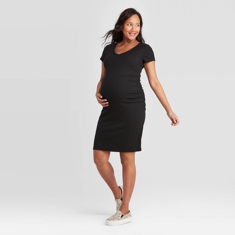 Short Sleeve Rib T-Shirt Maternity Dress - Isabel Maternity by Ingrid & Isabel Black M | Target