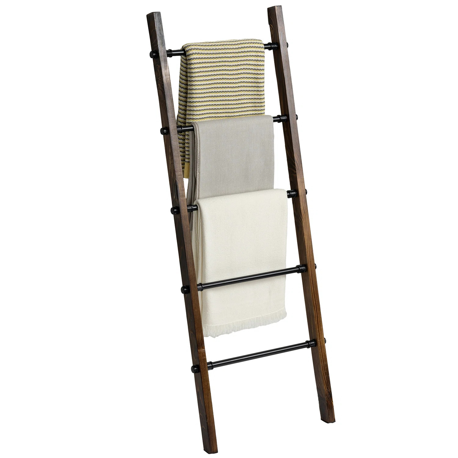 Wood Blanket Ladder with Industrial Black Pipe | Wayfair North America