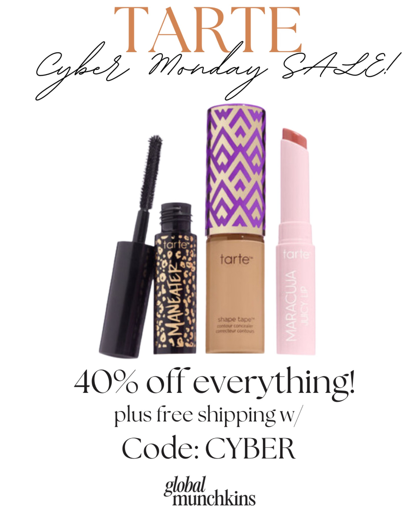 Cyber Monday at Tarte! 40% off everything and free shipping with code: CYBER
Great deals and stocking stuffers!

#LTKCyberWeek #LTKbeauty #LTKHoliday