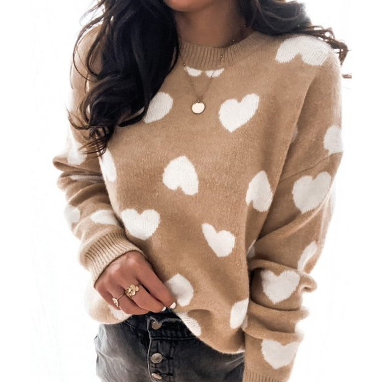 Baqcunre Womens Sweaters Cute Pattern Knit Sweater Soft And Smooth Sweater Knitwear(Khaki S-XL),L... | Walmart (US)