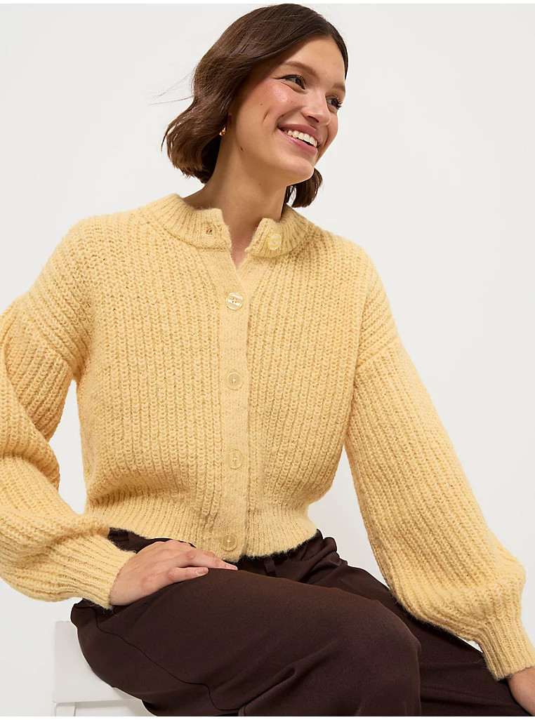 Yellow Fluffy Chunky Knitted Cardigan | George at ASDA