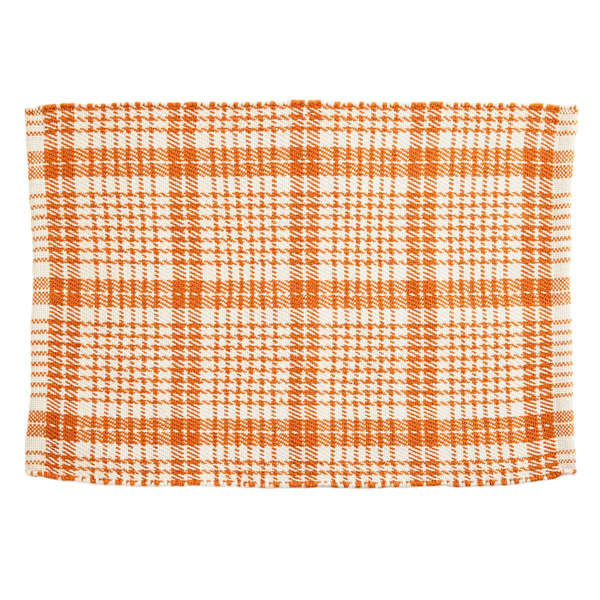 Orange Checkered Layering Mat, Rugs, Polyester | At Home