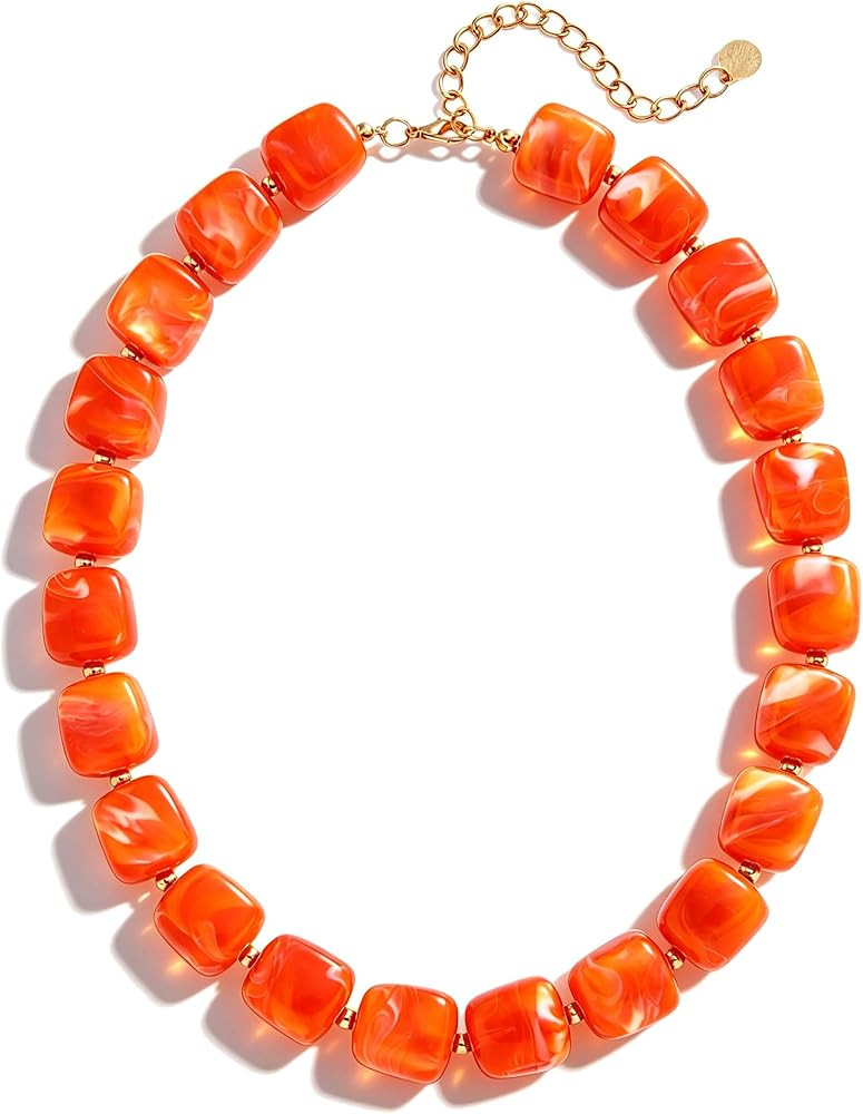 Chunky Beaded Necklace for Women Boho Statement Choker Necklace Trendy Resin Beads Summer Beach J... | Amazon (US)