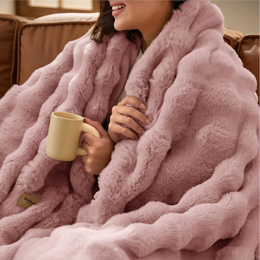 Bedsure GentleSoft Fluffy Fuzzy Twin Blanket, Soft Cozy Fleece Faux Fur Blanket, Pink Decorations... | Amazon (US)