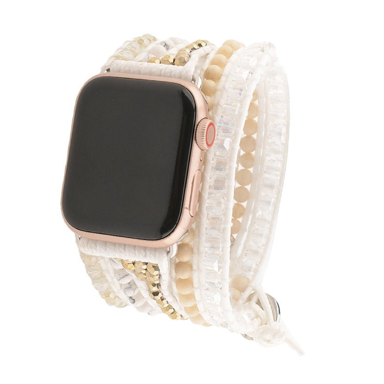 Ivory Dorado with Gold on White Apple Watch Strap | Victoria Emerson