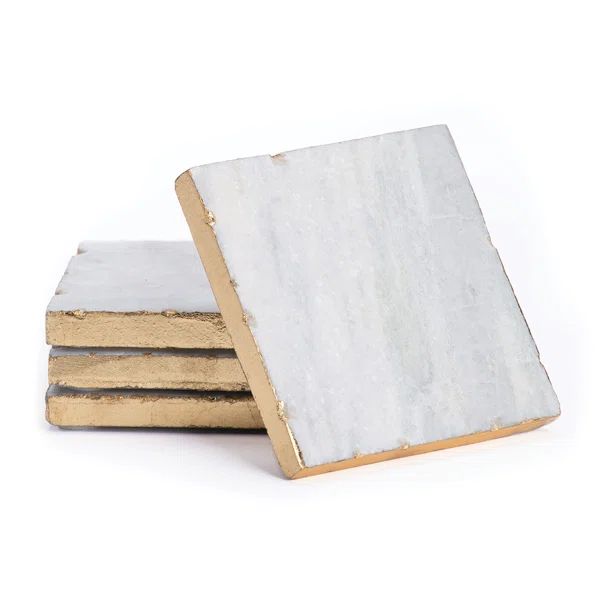 Providence Natural White Marble Coasters with Edges | Wayfair North America