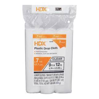 9 ft. x 12 ft. Clear Plastic Drop Cloths (3-Pack) | The Home Depot