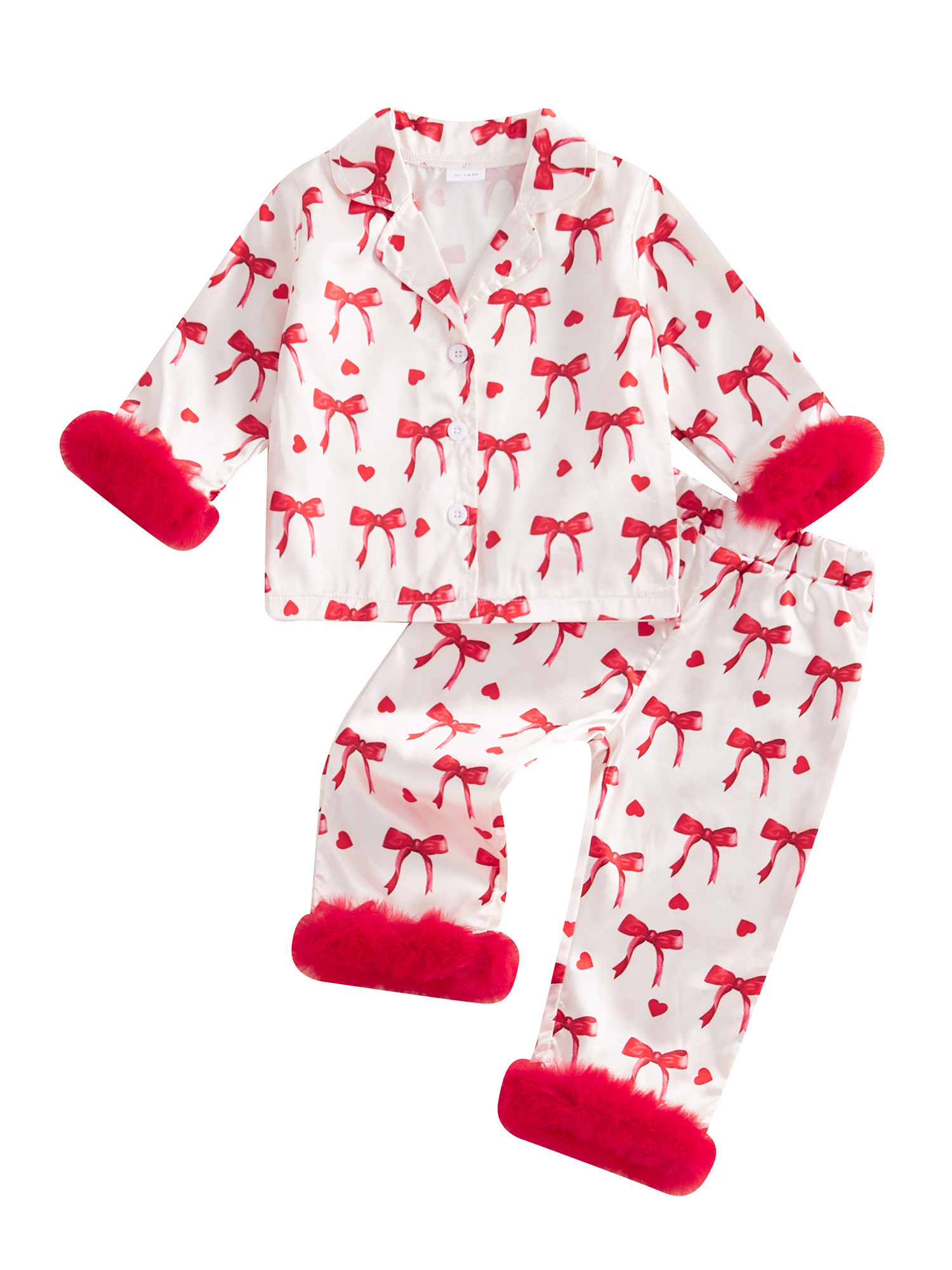 TFFR Toddler Baby Girls Valentine Pajamas 6M 12M 18M 2T 3T Kids 2 Piece Sleepwear Pjs Bow Print P... | Walmart (US)