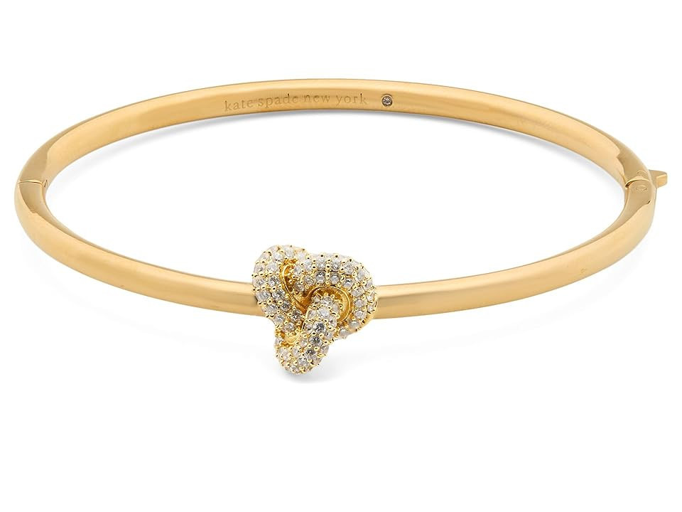 Kate Spade New York Double Knot Pave Hinged Bangle Women's Bracelet Clear/Gold, Brass/Stainless Steel | Zappos